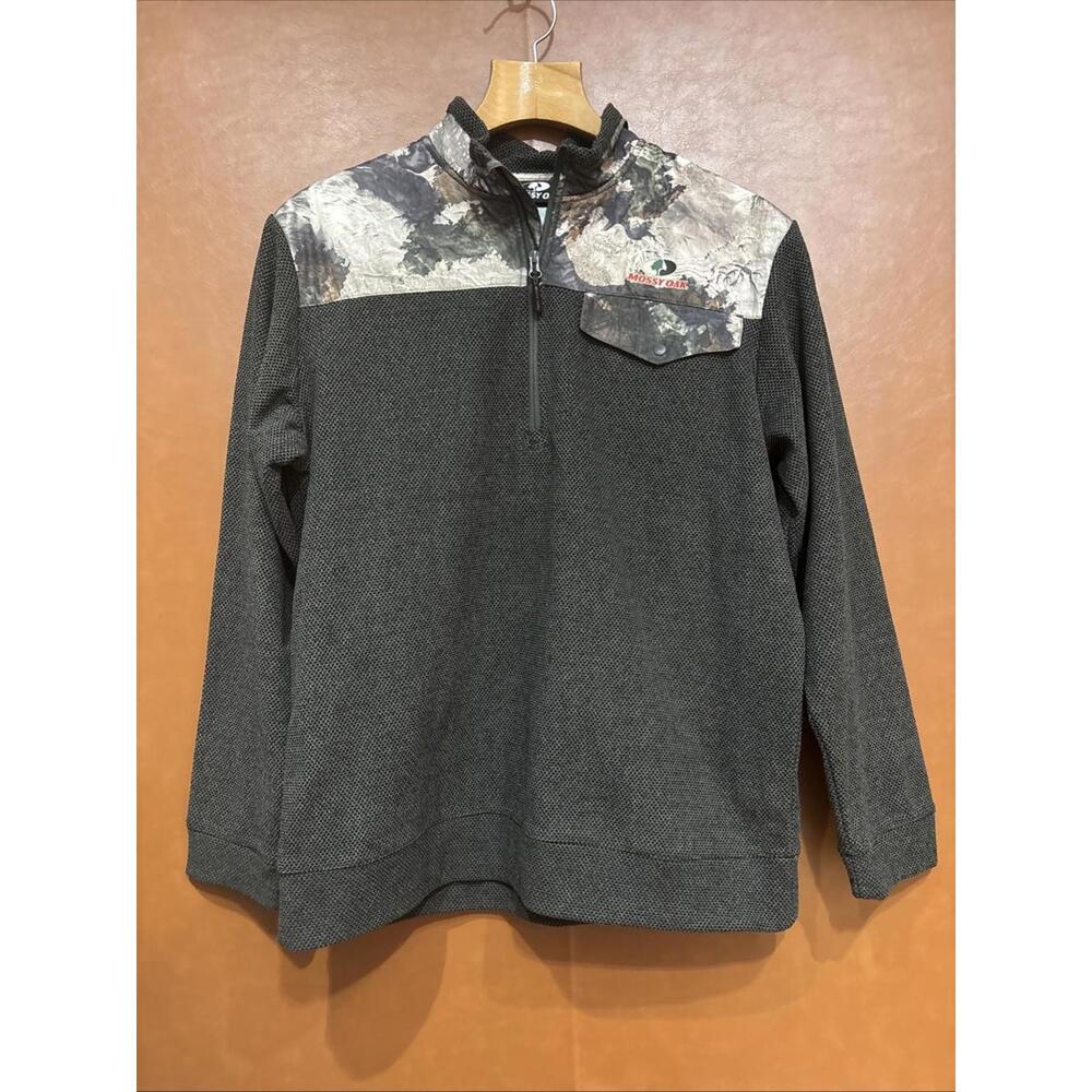 Mossy Oak Sweater Mens Large Camo 1/4 Zip Outdoors Hunting Camouflage